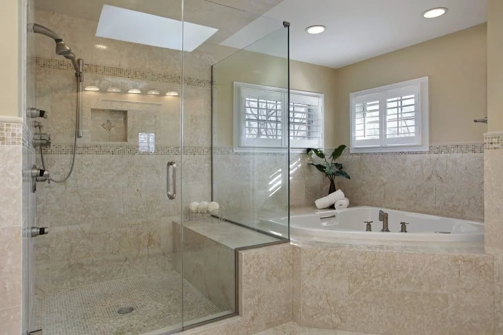 Glass shower door, Bathroom Remodeling costs, upscale