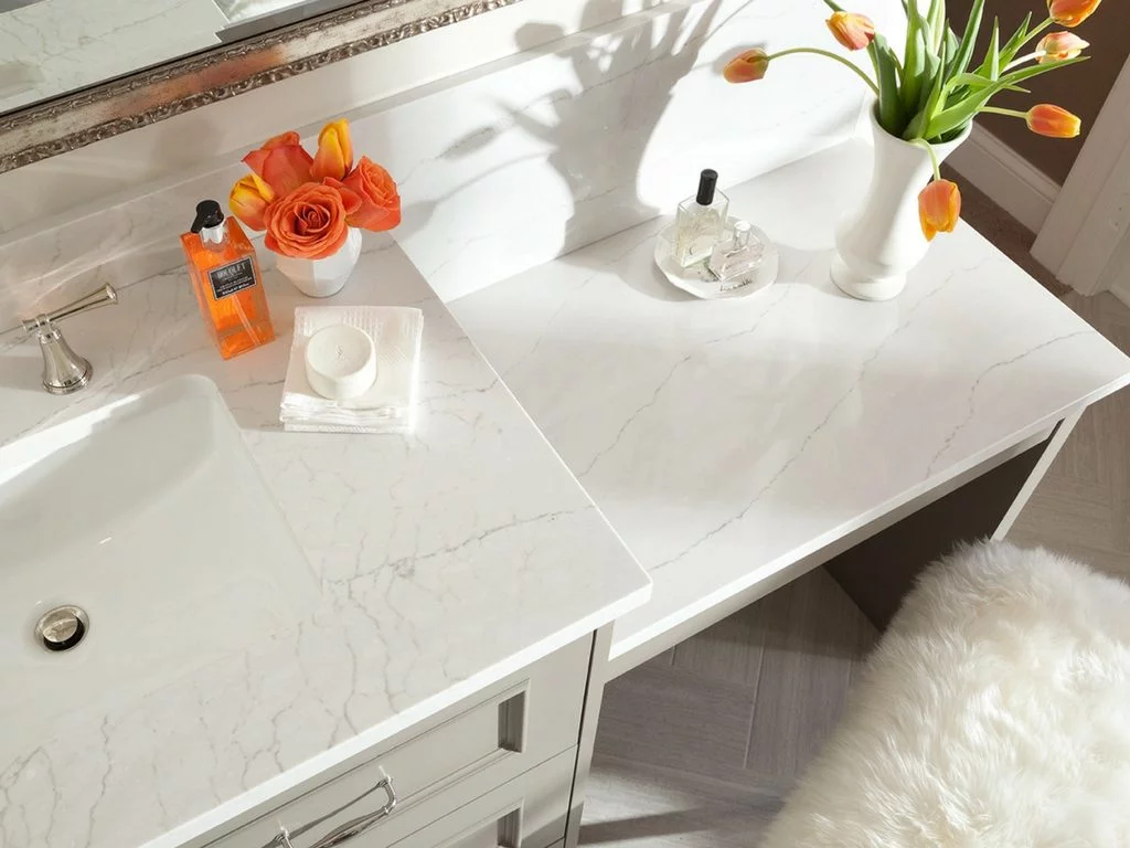 white marble countertops bathroom