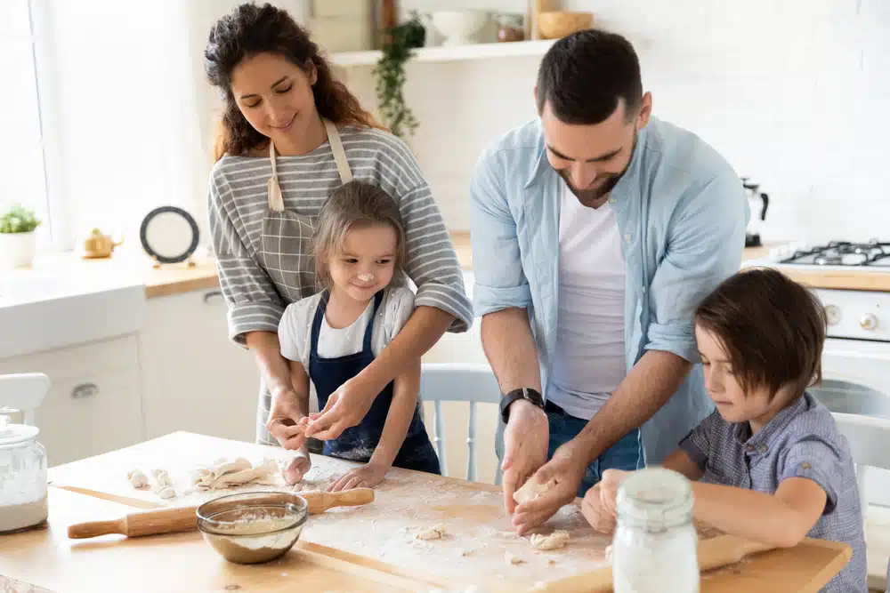 Custom Remodeling, Cooking in Kitchen with Kids