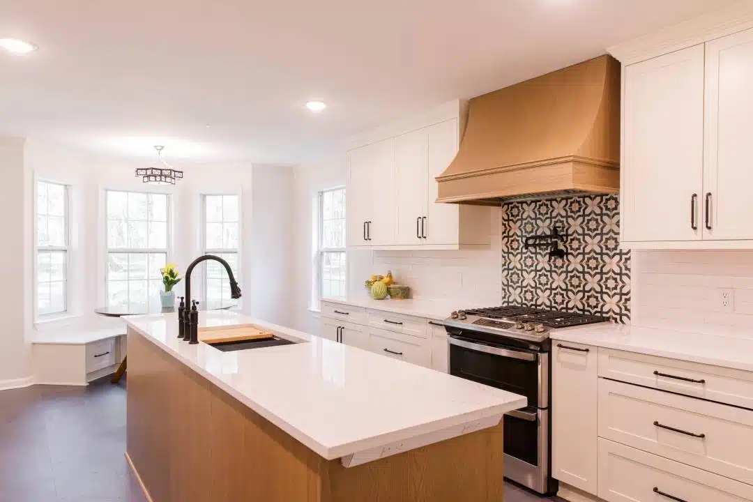 Decorative Wood Hood in Family Kitchen