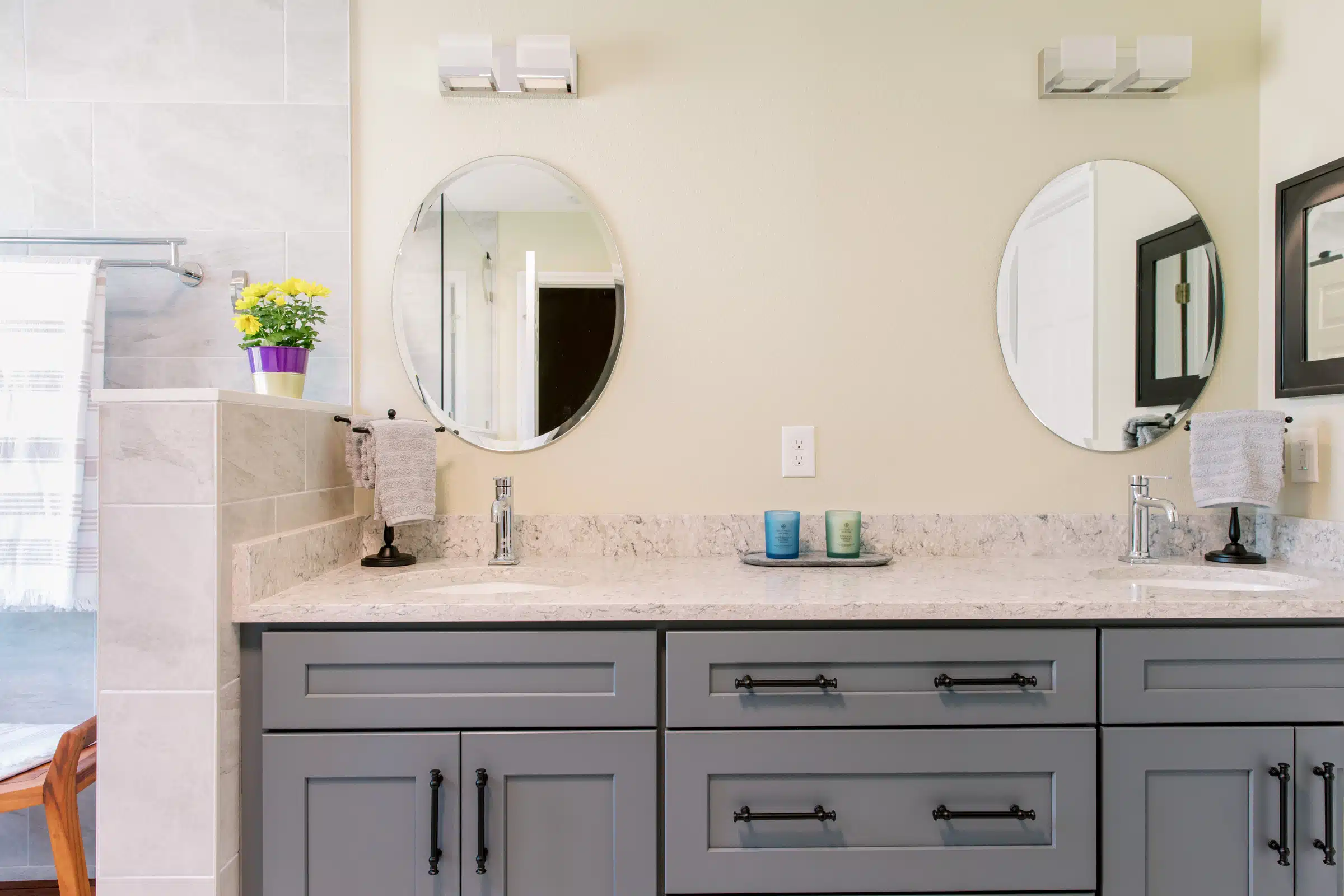 Budget Bathroom Vanity from JSI helped update this master bath on a budget