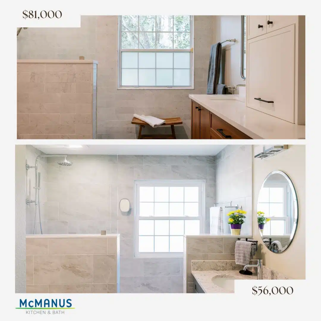 Comparing remodeling estimates from two similar bathrooms